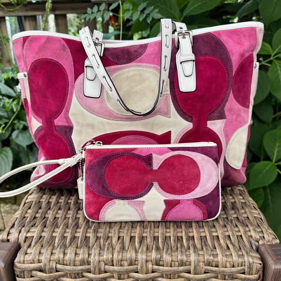 Coach Pink and Cream Tote and Clutch Set - Picture 1 of 6